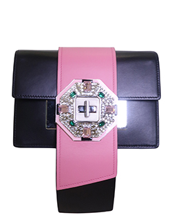 Jewels Ribbon Bag, City Calf Leather, Black/Pink, S, AC-1BD067-7K, DB, 5*